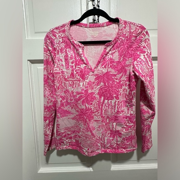 Lilly Pulitzer Kayleigh top size small paradise pink rule breakers EUC - Picture 2 of 4